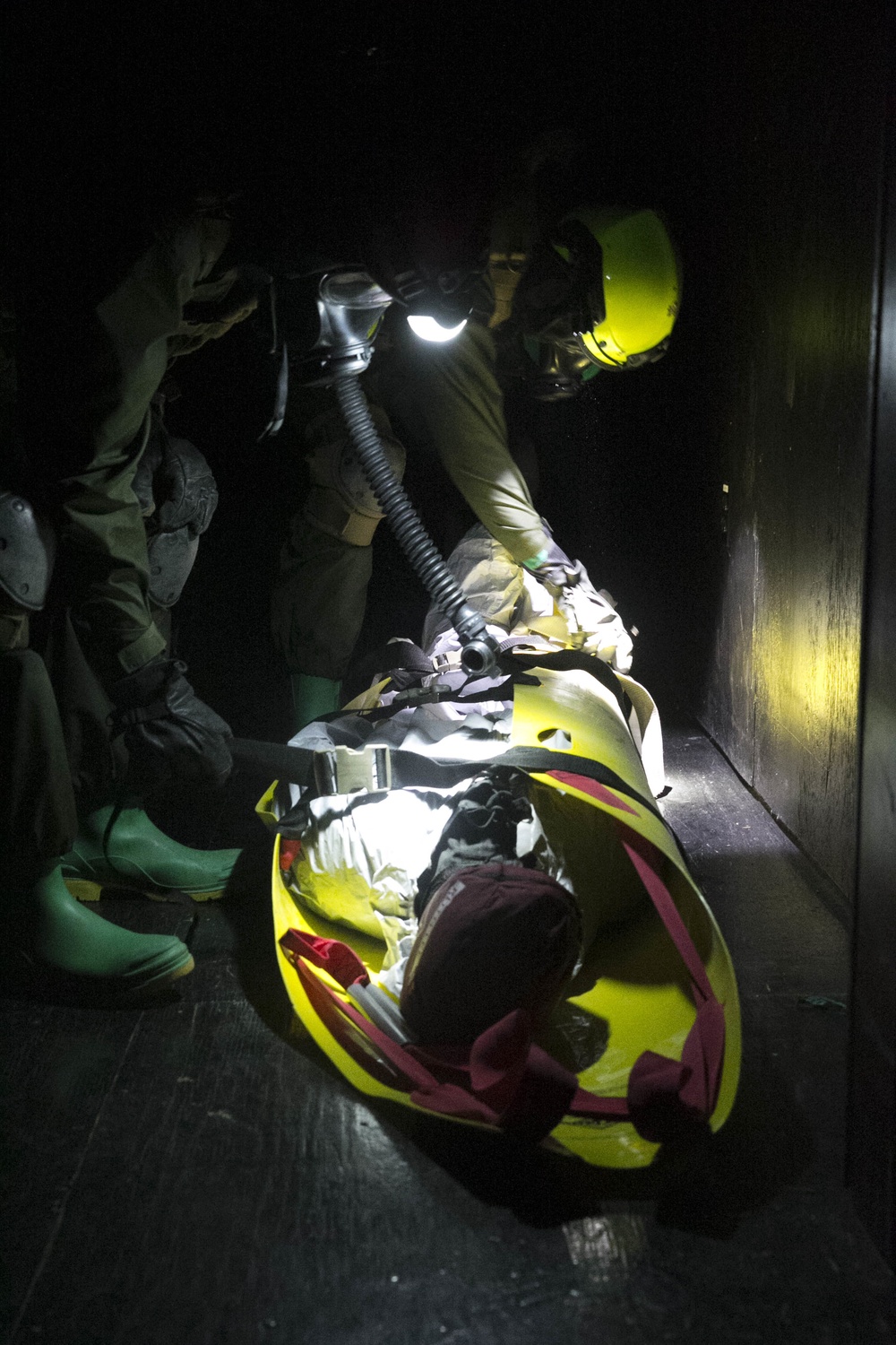 U.S. Marines and Sailors with Chemical Biological Incident Response Force (CBIRF) participate in the final training event during CBIRF Basic Operations Course (CBOC)