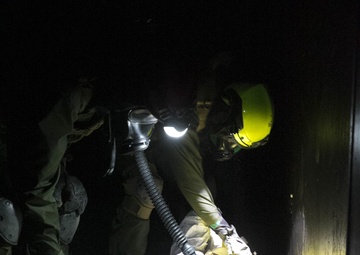 U.S. Marines and Sailors with Chemical Biological Incident Response Force (CBIRF) participate in the final training event during CBIRF Basic Operations Course (CBOC)