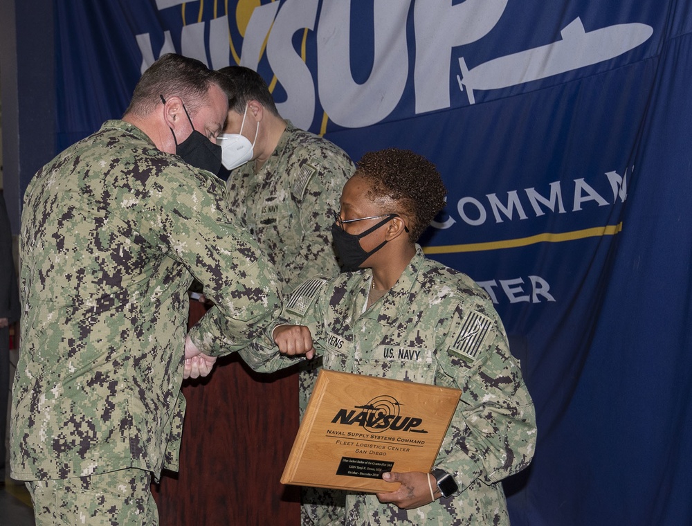 NAVSUP FLC San Diego Commanding Officer awards Sailors of the Quarter