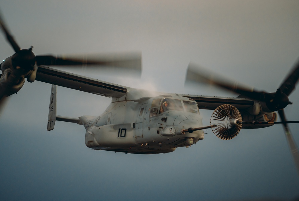 MC-130H provides fuel to MV-22s