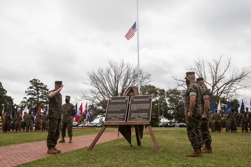 II MEF honors fallen Marines from OIF and OEF with plaque dedication ceremony