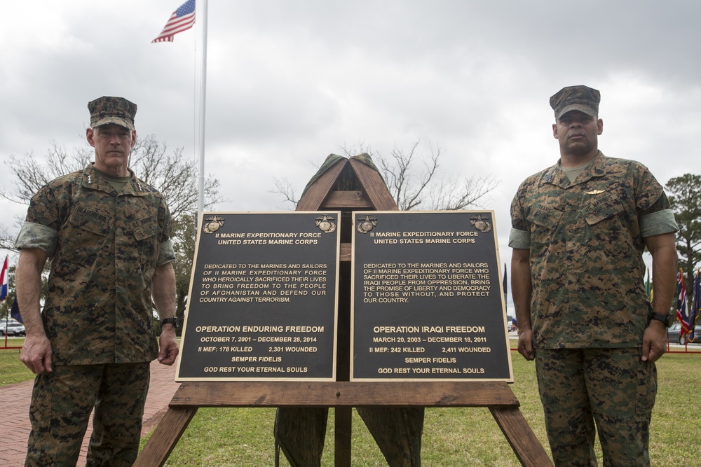 II MEF honors fallen Marines from OIF and OEF with plaque dedication ceremony