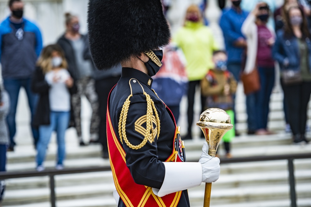 In honor of Medal of Honor Day, Medal of Honor Recipients U.S. Navy Master Chief Special Warfare Operator Edward Byers, Jr. and U.S. Army 1st Lt. Brain Thacker participate in an Army Full Honors Wreath-Laying Ceremony at the Tomb of the Unknown Soldier