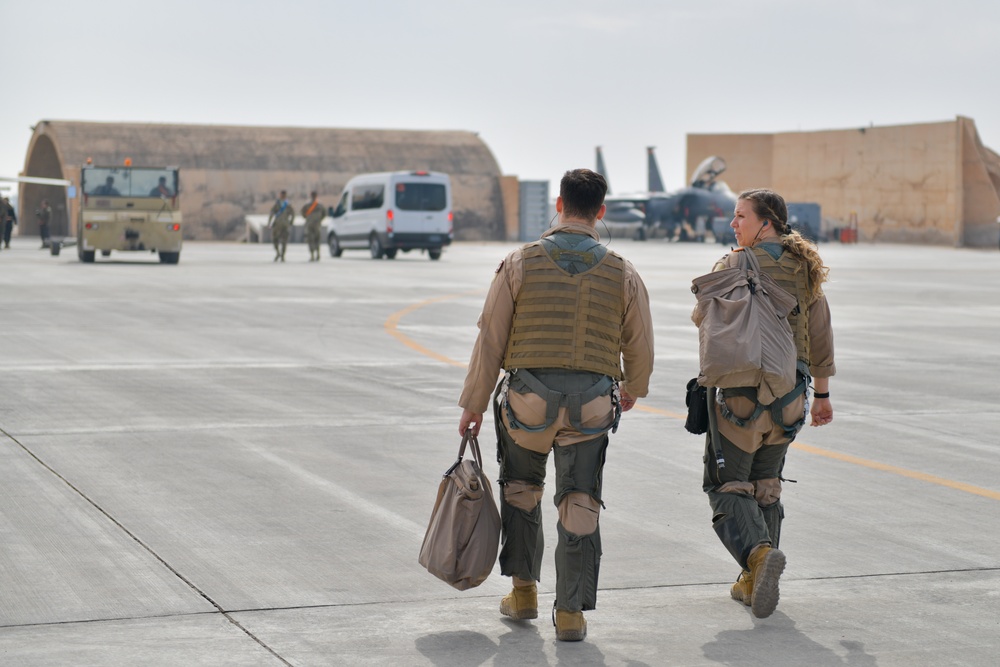Weapons System Officer Steps to Her F-15E