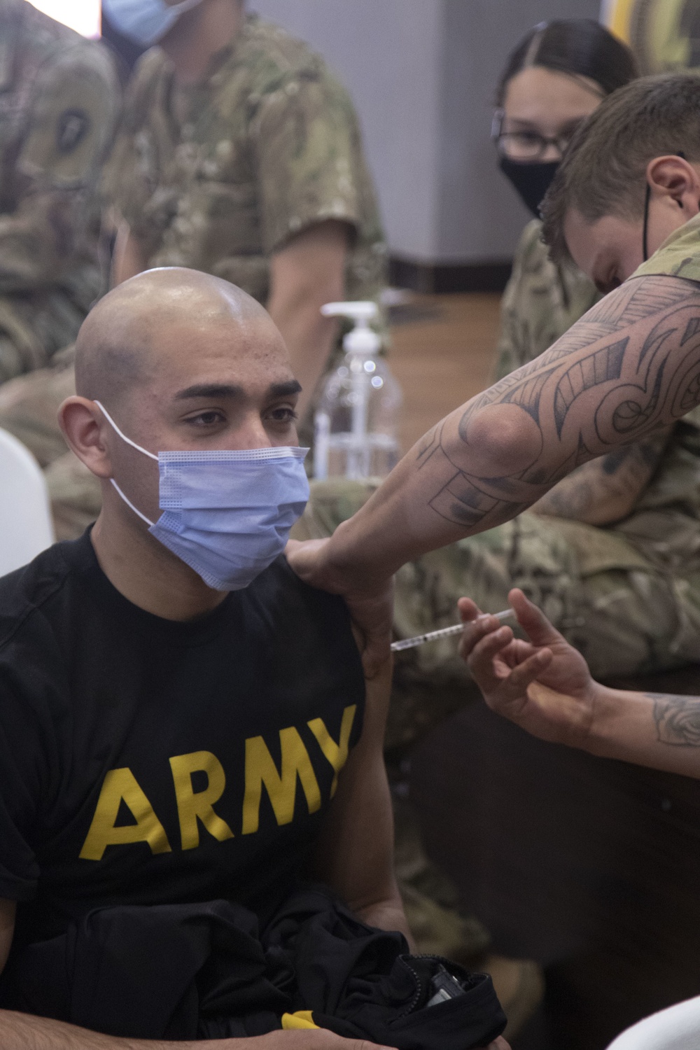 Soldiers receive the COVID-19 Vaccine at JTC in Jordan