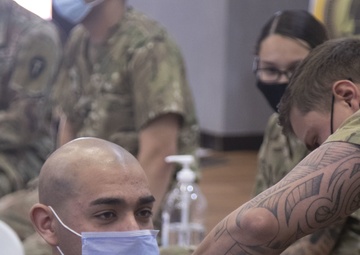 Soldiers receive the COVID-19 Vaccine at JTC in Jordan