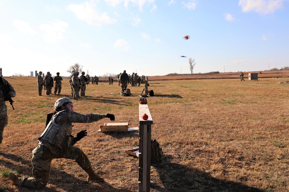 130th Field Artillery Brigade trains at the hand grenade simulation range