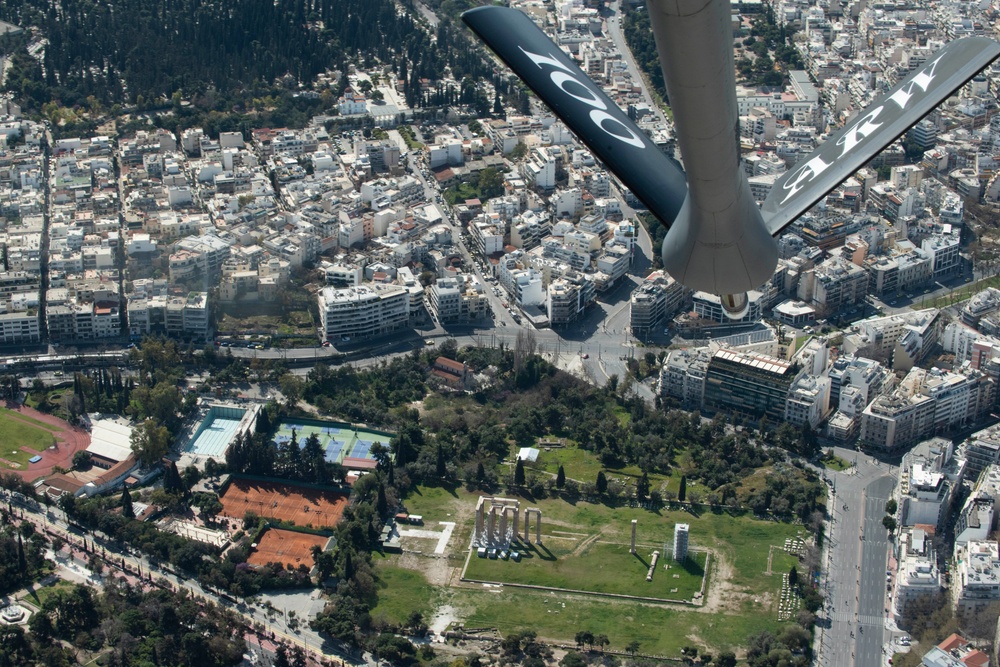 100th ARW participates in flyover in honor of Greece's bicentennial of Independence