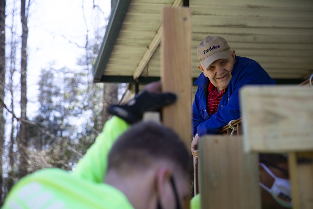 Volunteers Build Ramp for Senior Citizen