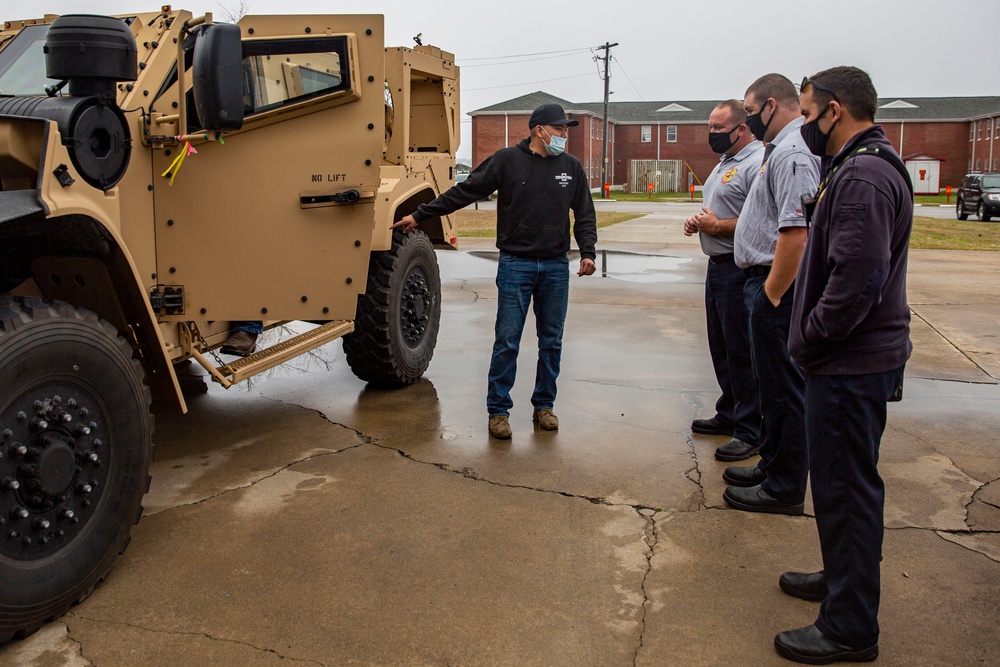 Camp Lejeune Fire and Emergency Services learn about the JLTV