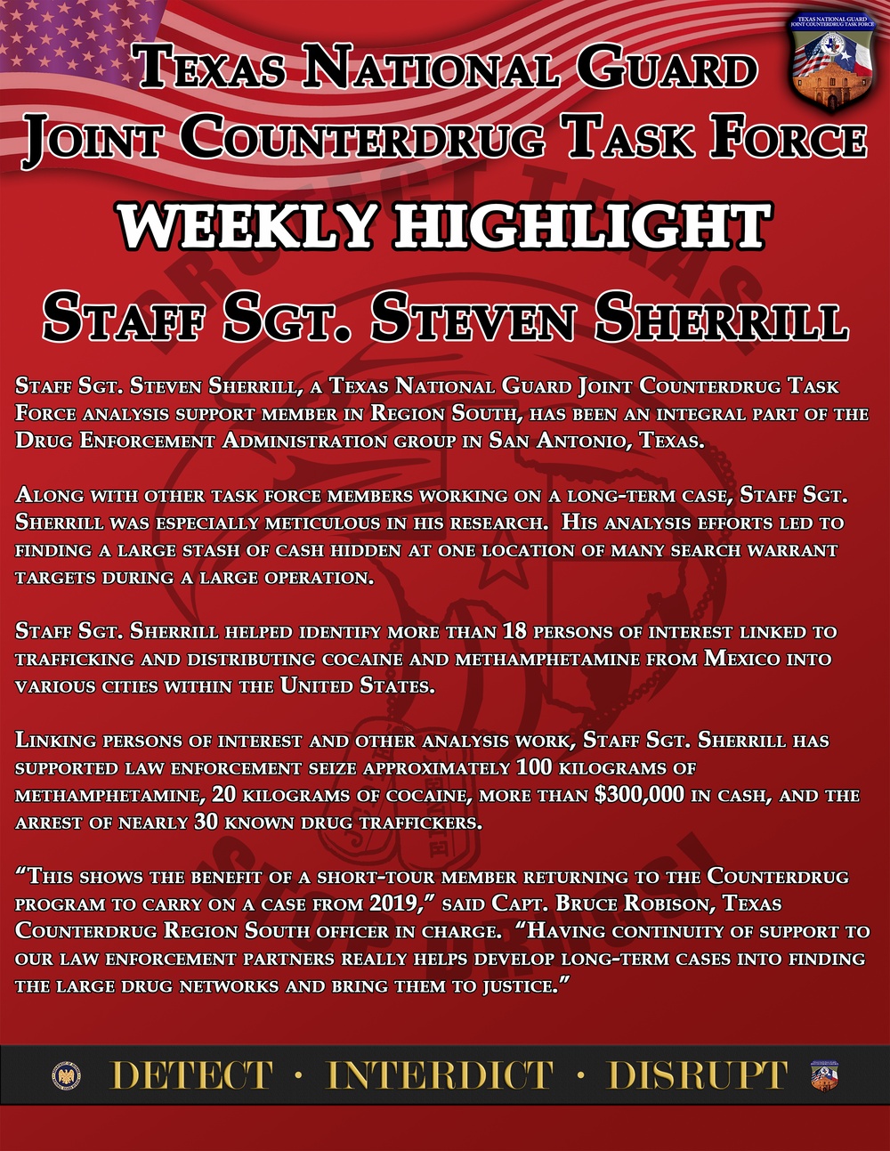 Texas Counterdrug Weekly Highlight Staff Sgt Sherrill