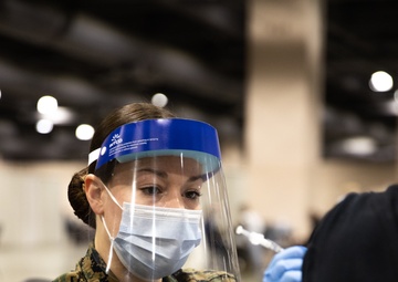 U.S. Marines and Sailors continue vaccination efforts at the Community Vaccination Center in Philadelphia