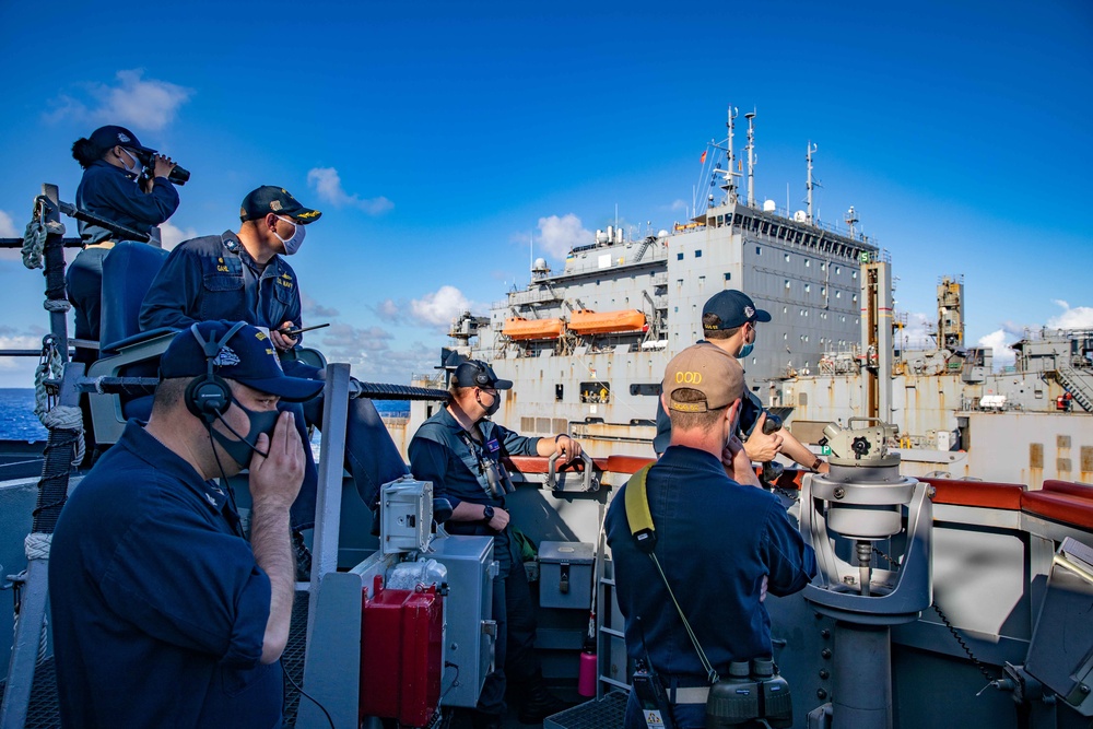 USS Barry conducts replenishment-at-sea with USNS Amelia Earhart
