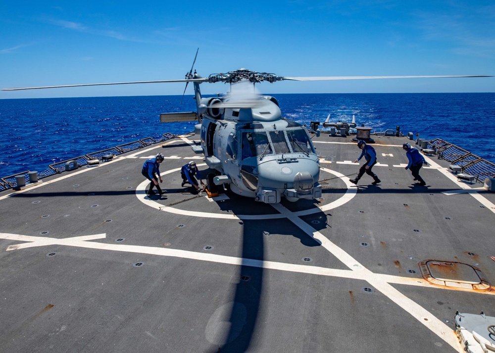 USS Barry conducts flight operations with Helicopter Maritime Strike Squadron 51