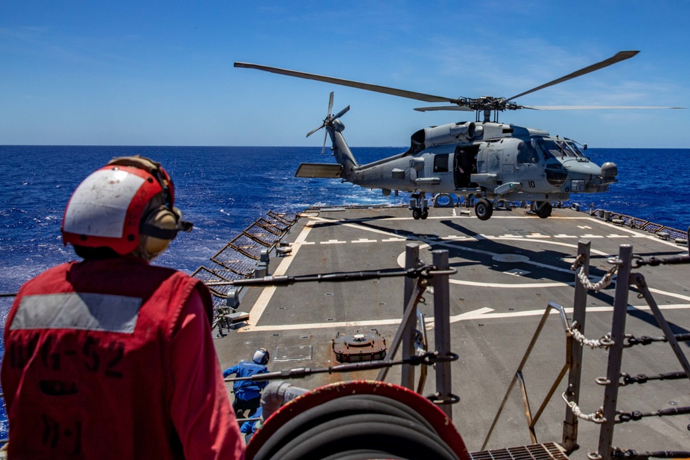 USS Barry conducts flight operations with Helicopter Maritime Strike Squadron 51