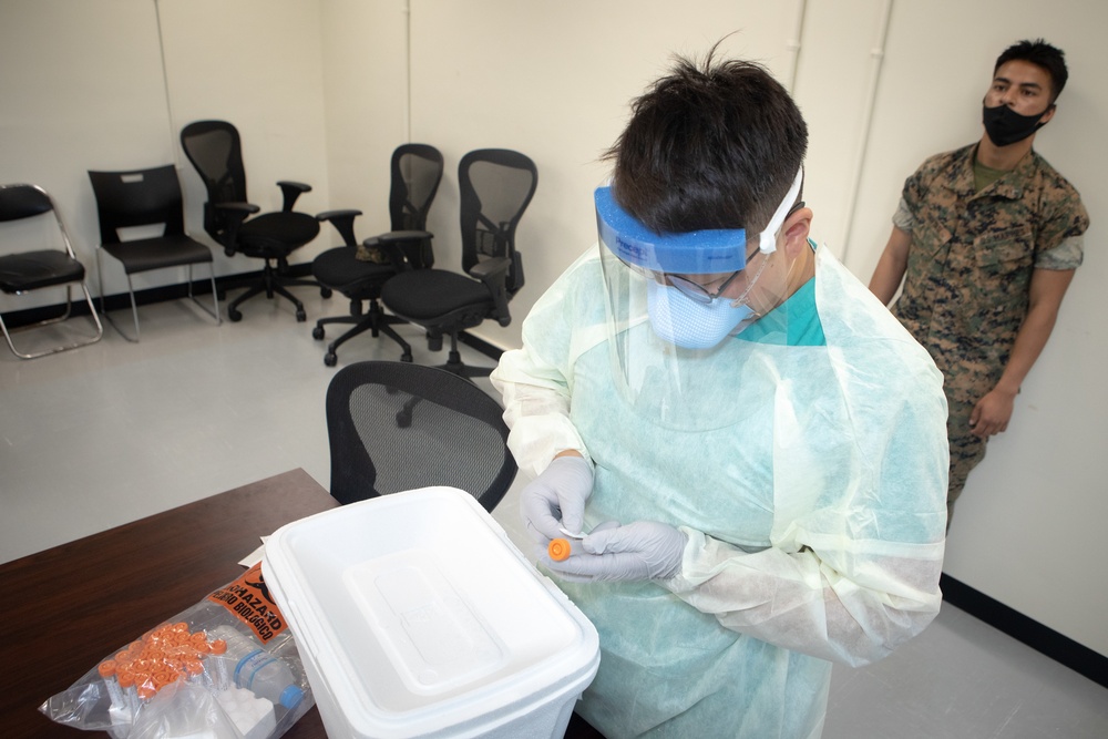 MRF-D Main Body One receives COVID-19 test