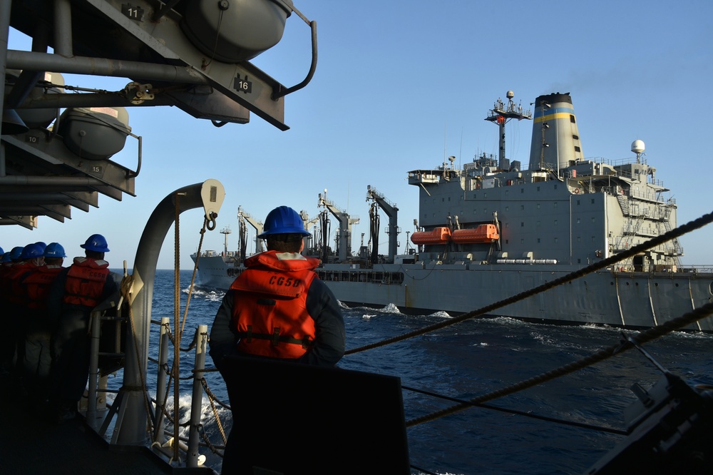 USS PHILIPPINE SEA CONDUCTS RAS WITH USNS BIG HORN/DEPLOYMENT