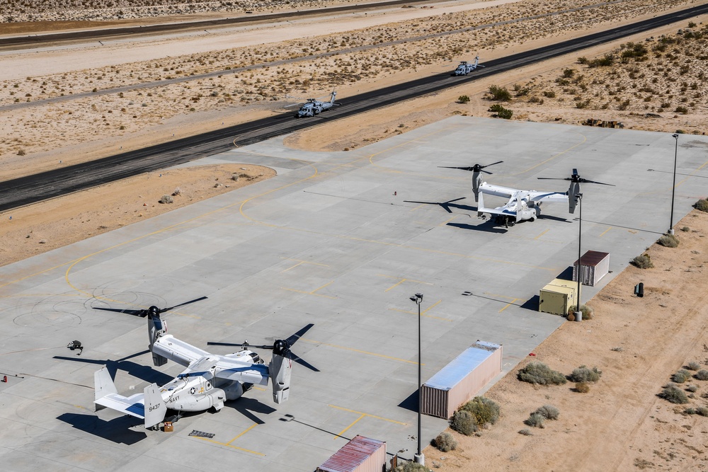 Helicopter Sea Combat Squadron (HSC) 4 Conducts Air Delivered Ground Refueling (ADGR) Evolution with Navy CMV-22B Osprey