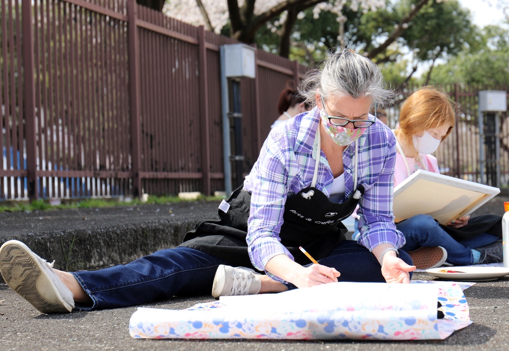 Camp Zama cherry blossom trees inspire artists during class