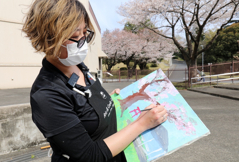 Camp Zama cherry blossom trees inspire artists during class