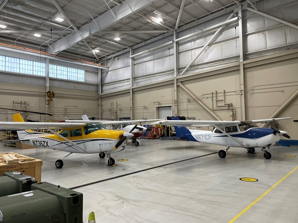 Test center shelters community aircraft from storm