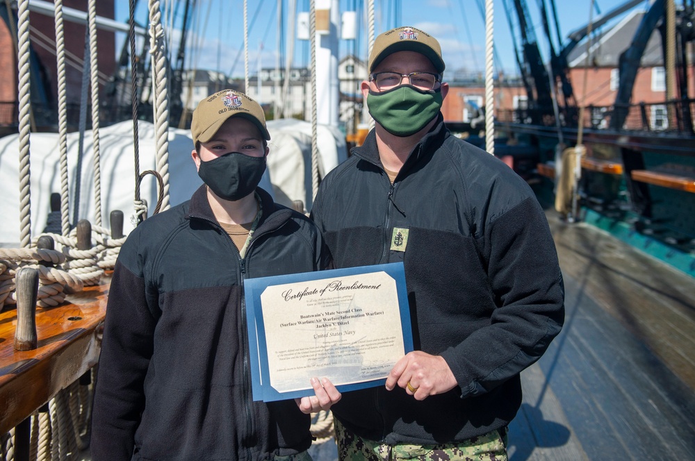 Sailor reenlists aboard USS Constitution