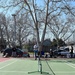 Cal Guard Soldiers receive a pickleball lesson from Red Bluff community members