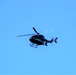 Civilian medical evacuation helicopter flies over Fort McCoy