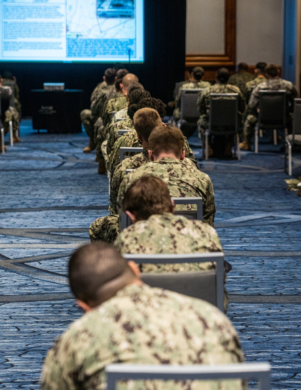 U.S. Navy Sailors receive JRSOI briefing in Boston CVC