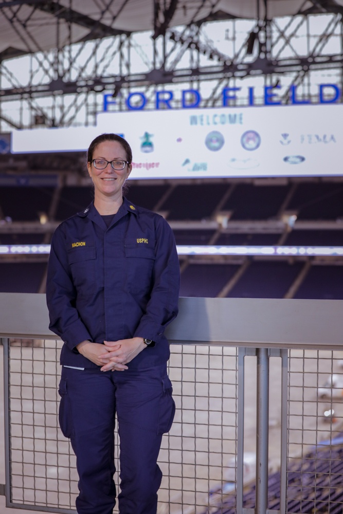 U.S. Public Health Service Cmdr. Christine Machon talks about her role at the Ford Field CVC