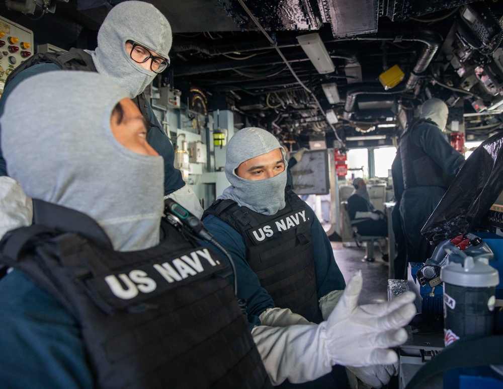 USS Barry conducts general quarters drills