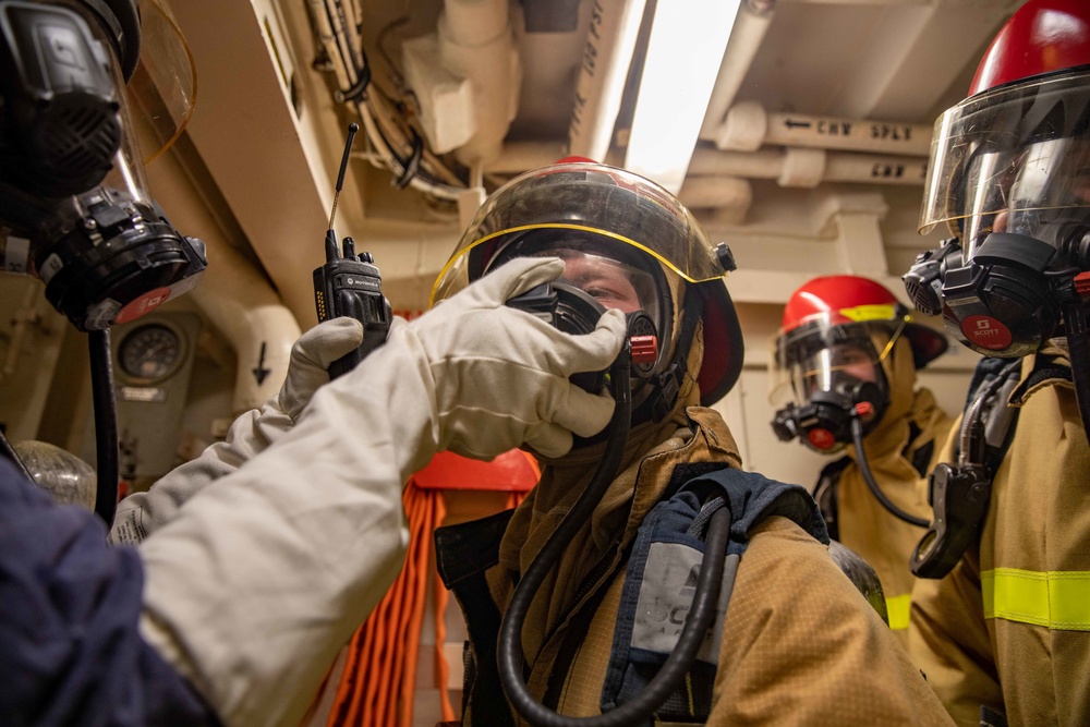 USS Barry conducts general quarters drills