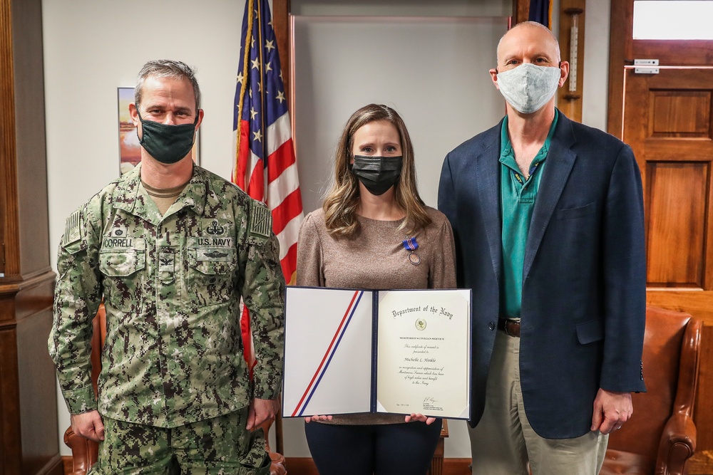 DVIDS Images Michelle Hinkle is presented the Navy Meritorious