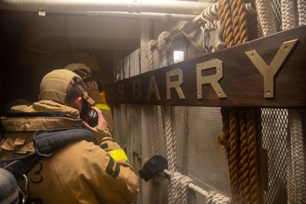 USS Barry conducts general quarters drills
