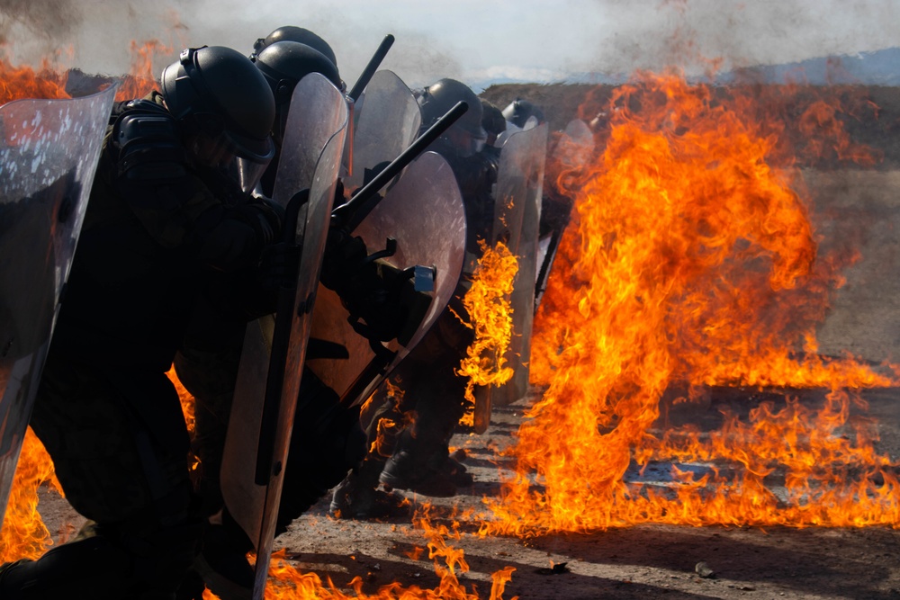 KFOR Polish Contingent braves fire phobia training