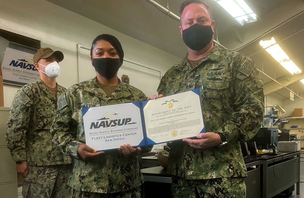 NAVSUP FLC San Diego Commanding Officer visits, awards China Lake personnel