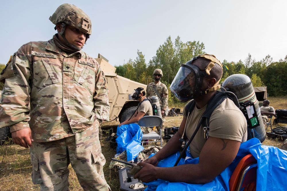 Soldiers from the 455th Chemical Brigade conduct training at Ft. McCoy Wisconsin