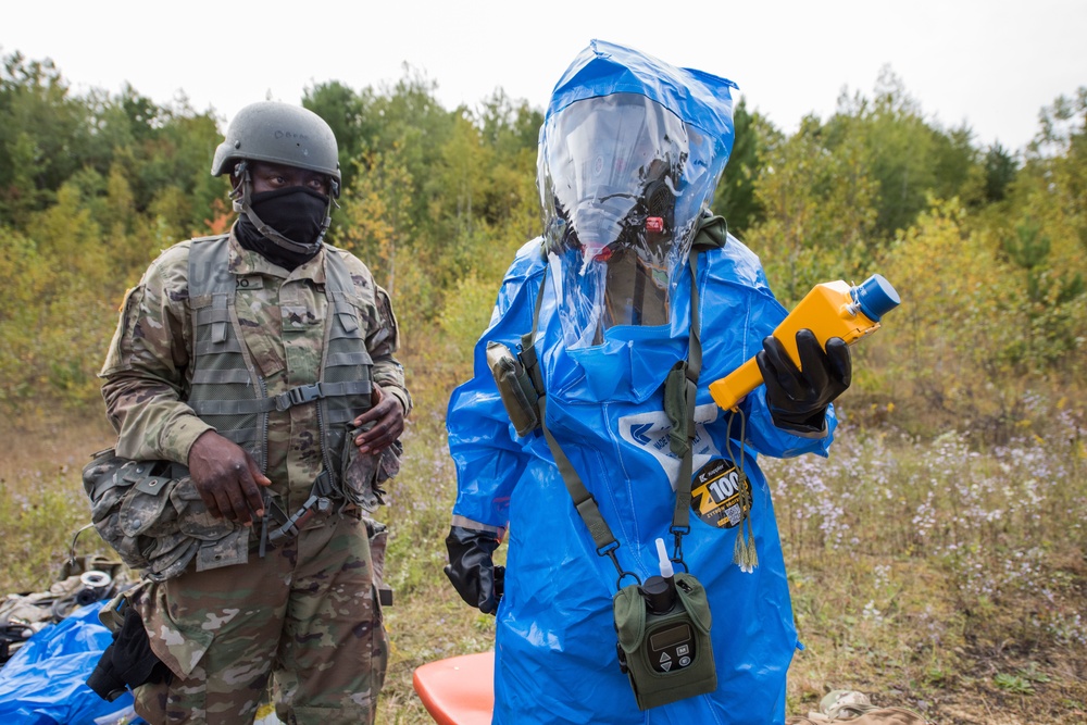Soldiers from the 455th Chemical Brigade conduct training at Ft. McCoy Wisconsin