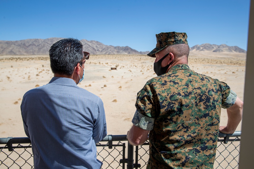 Representative Pete Aguilar visits the Combat Center