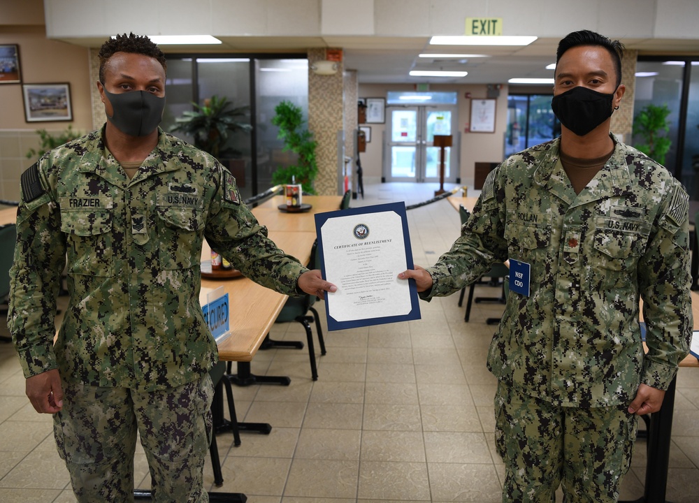 CS1 Frazier Reenlistment on Diego Garcia