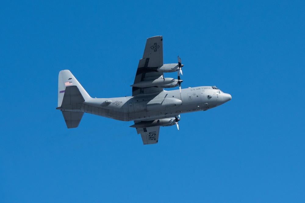 Air National Guard flies C-130 Hercules over Fort McCoy