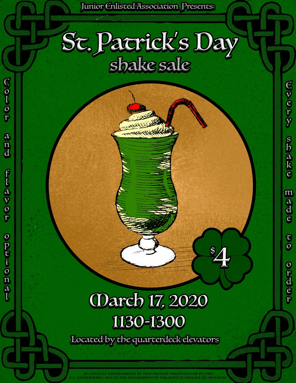 Junior Enlisted Association St. Patrick's Day Shake Sale