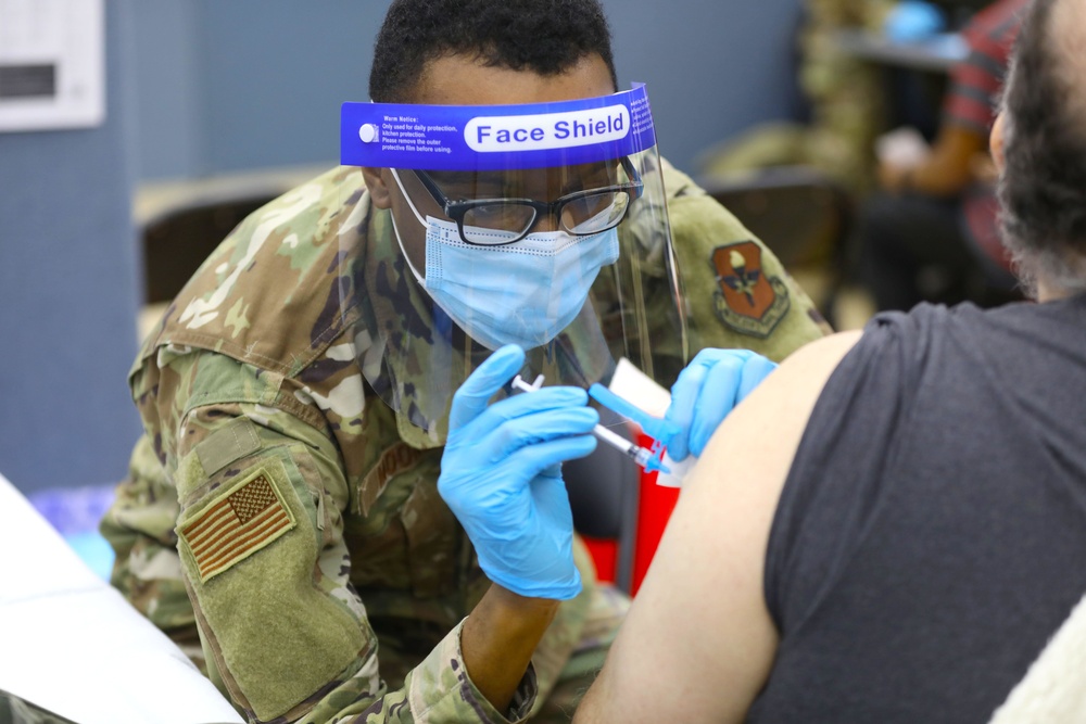 U.S. Air Force Airmen aid in Covid-19 Vaccine Opearations at New Jersey Institute of Technology CVC