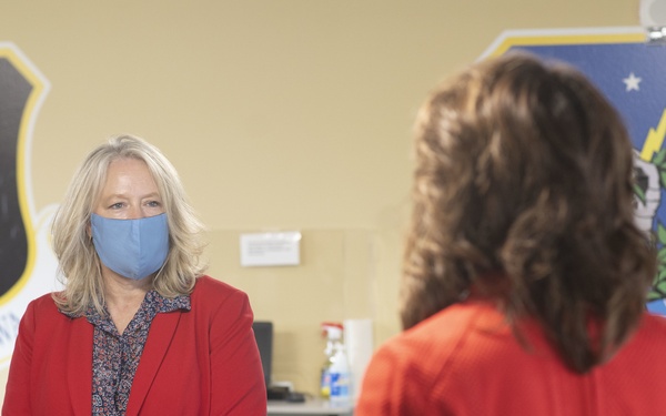 Hollyanne Milley, the wife of Joint Chiefs of Staff Chairman Mark Milley,  visits Minot Air Force Base