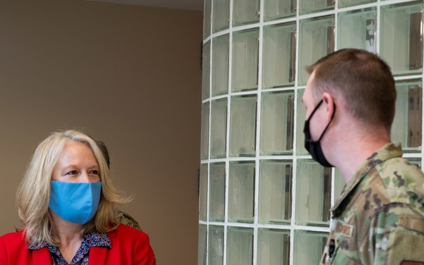 Hollyanne Milley, the wife of Joint Chiefs of Staff Chairman Mark Milley,  visits Minot Air Force Base