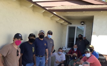 Los Angeles Chiefs build wheelchair ramp for retired Senior Chief Cosgrove.