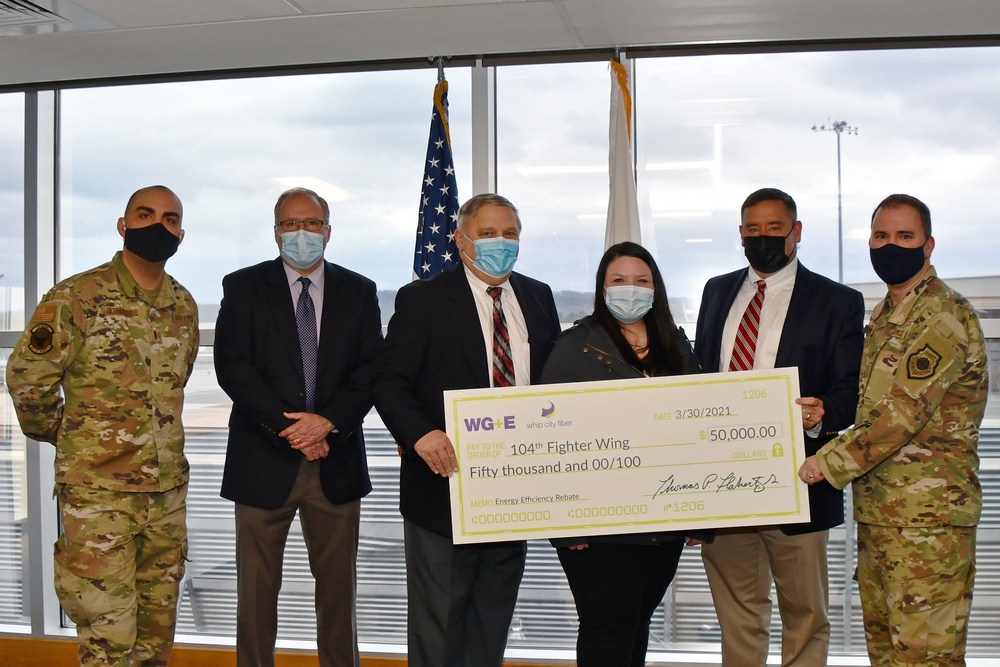 WG&amp;E presents 104FW with energy efficiency rebate check