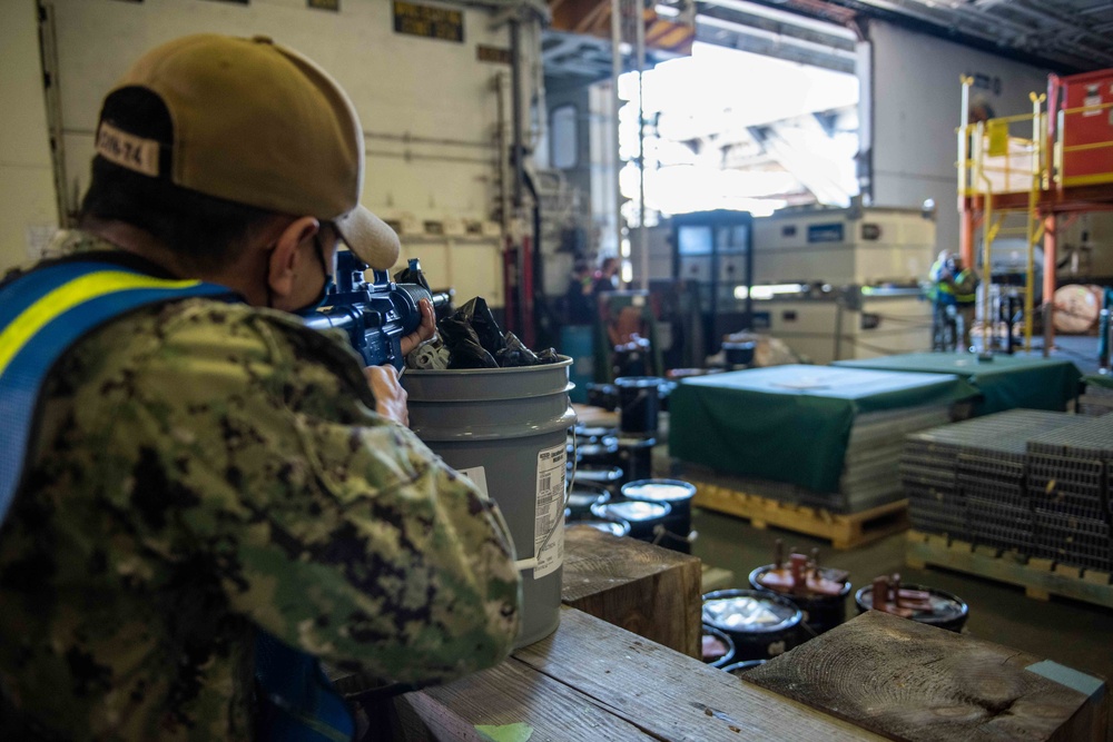 Sailor participates in an active shooter scenario during an anti-terrorism training team drill