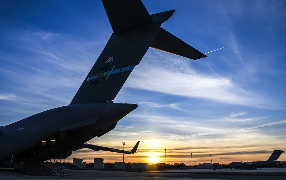 Dover AFB works into the night