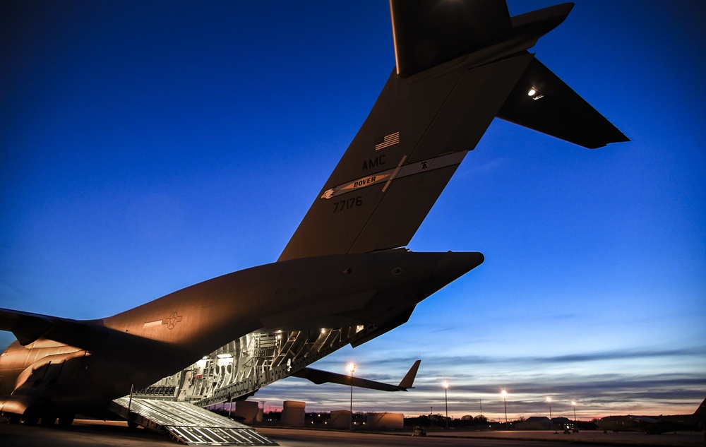 Dover AFB works into the night